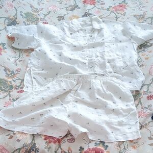 Deiji Studios White Floral Linen Set